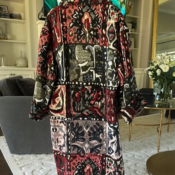 Zara Red and Black Patterned Coat - Picture 6 of 6